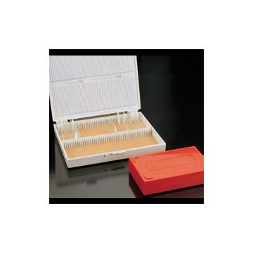 Estuche para portaobjetos rojo para 100 portas – caja 1 un.