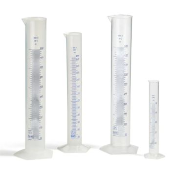 Graduated Cylinder Pentagonal Base PP or TPX 25–2000 ml Blue Scale ISO 6706