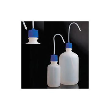 Botellas lavadoras con tapón azul en polietileno