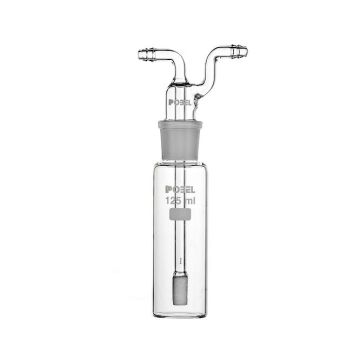 Drechsel Gas Washing Bottle with Thimble Diffuser, Borosilicate 3.3