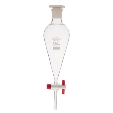 Embudo de decantación cónico con llave de PTFE GLASSCO