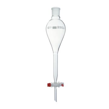 Embudo de decantación con llave de PTFE y tapón de plástico tipo Gilson GLASSCO