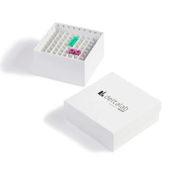 Pre-assembled Cardboard Freezer Boxes with Alphanumeric Grid, rated to -100 °C